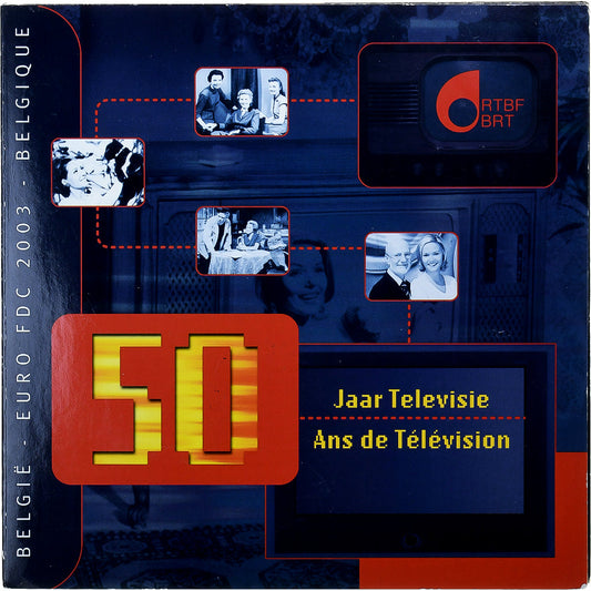 Bélgica, 
  
  Conjunto 1 ct. - 2 euros + ficha, 
  
  50 años de televisión