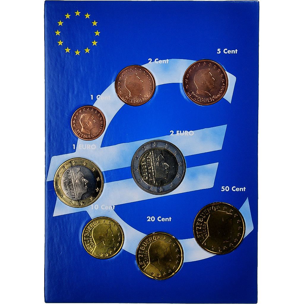 Luxemburgo,

Juego de 1 c. - 2 euros,

Juego de euros