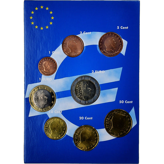 Luxemburgo,

Juego de 1 c. - 2 euros,

Juego de euros