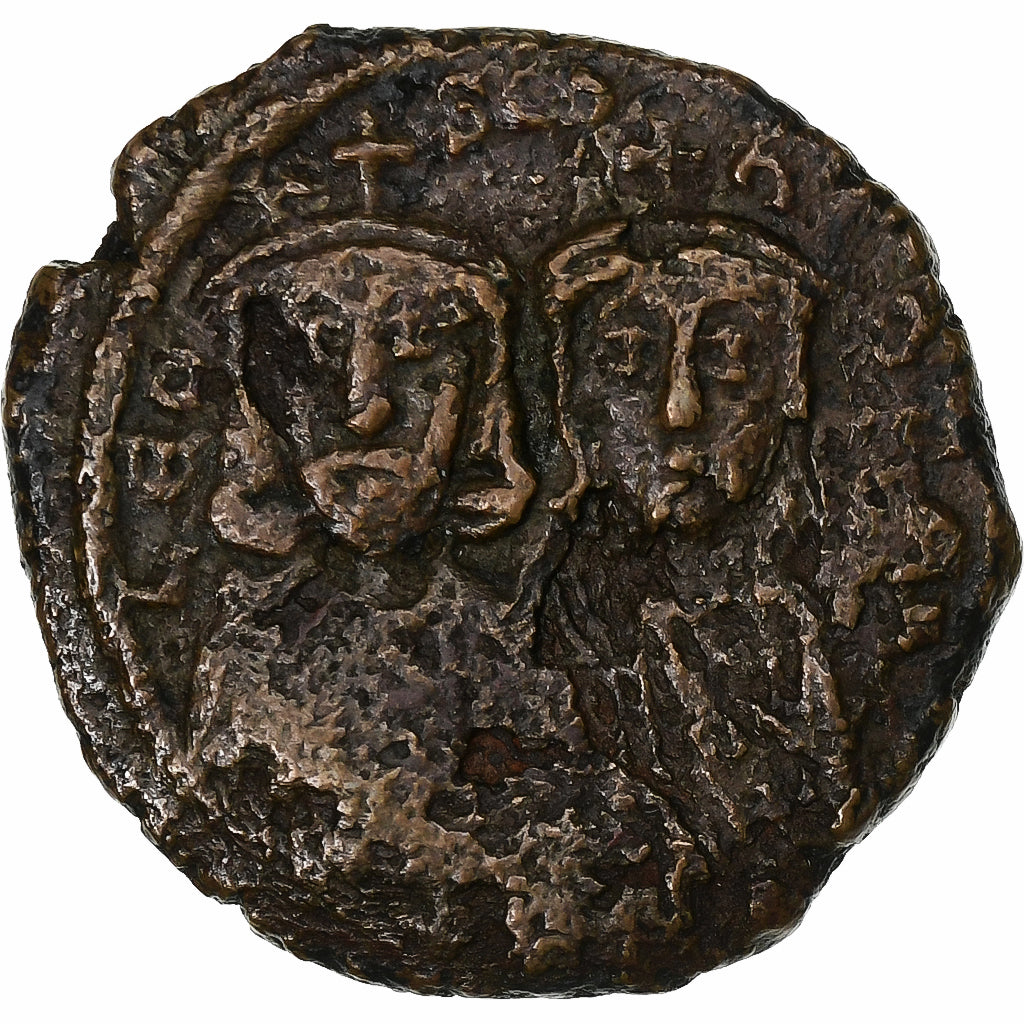León V con Constantino, 
  
  Follis, 
  
  813-820
