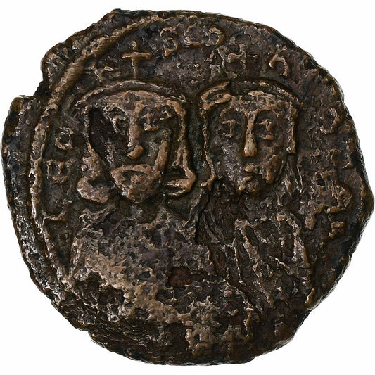 León V con Constantino, 
  
  Follis, 
  
  813-820