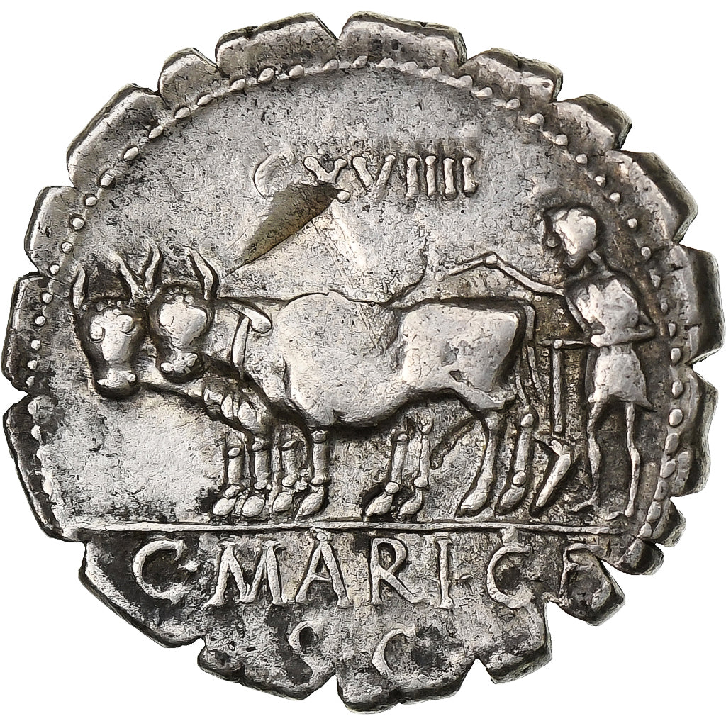 María, 
  
  Denario Serrato, 
  
  81 a.C.