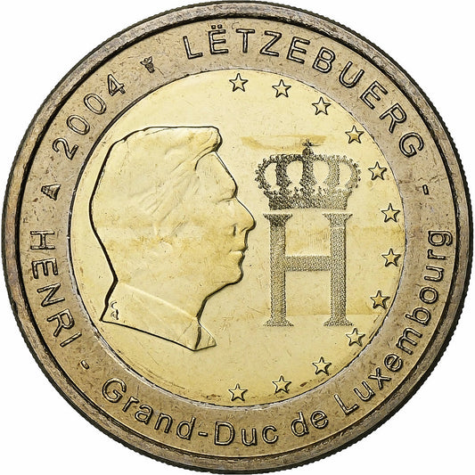 Luxemburgo, 
  
  2 euros, 
  
  Monograma de Enrique I