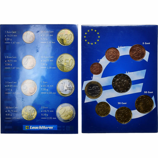 Finlandia, 

Lote de 1 c. - 2 euros, 

2002