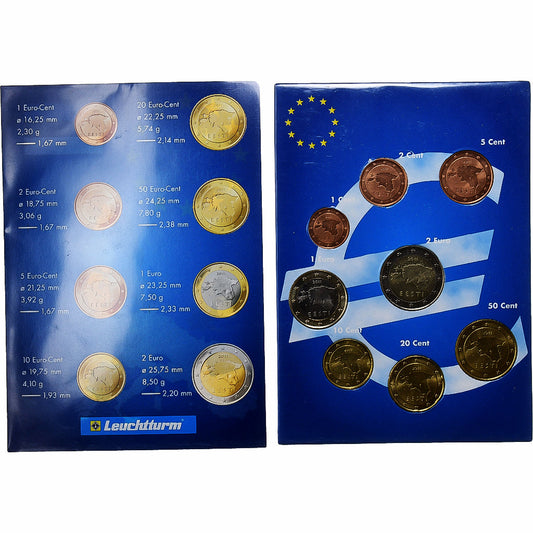 Estonia, 

Lote de 1 c. - 2 euros, 

2002