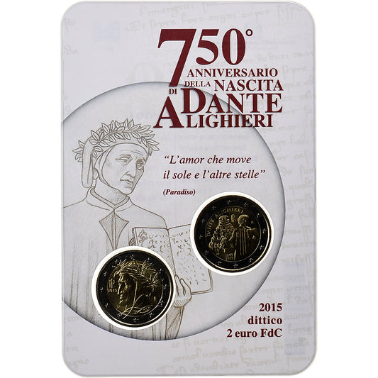 Italia, 
  
  2x 2 euros, 
  
  Dante Alighieri