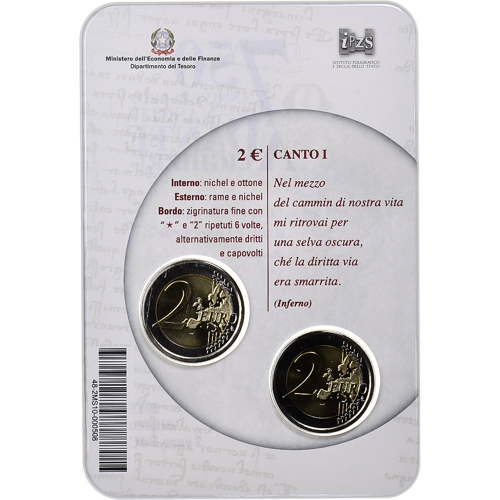 Italia, 
  
  2x 2 euros, 
  
  Dante Alighieri