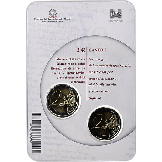 Italia, 
  
  2x 2 euros, 
  
  Dante Alighieri