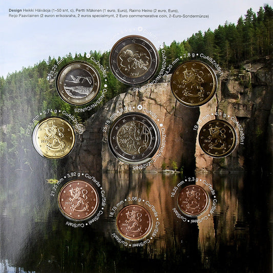 Finlandia, 

Set de 1 unidad - 2 euros + 2 €, 

2010