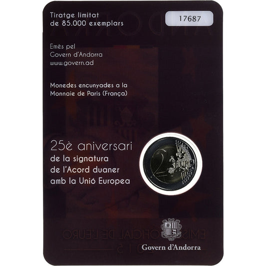 andorra, 
  
  2 euros, 
  
  25 aniversario del acuerdo aduanero con la UE