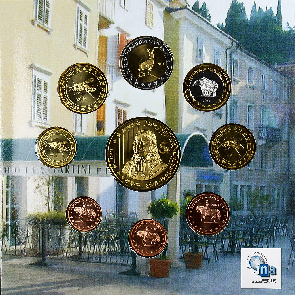Eslovenia, 

1 céntimo a 2 euros, 

Moneda privada no oficial