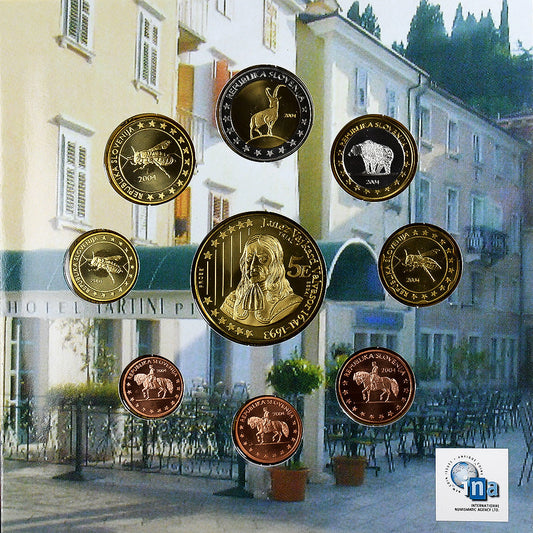 Eslovenia, 

1 céntimo a 2 euros, 

Moneda privada no oficial