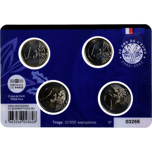 Francia, 
  
  1€ y 2€ x 2, 
  
  20 años del euro