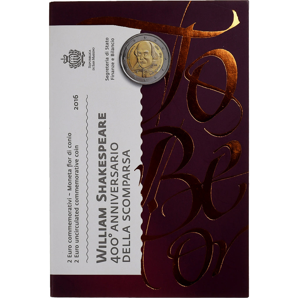 San Marino,

2 euros,

William Shakespeare