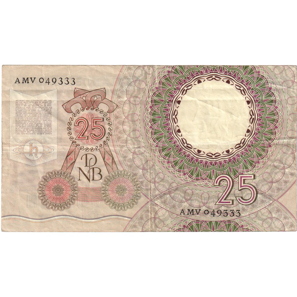 billete de banco, 
  
  Países Bajos, 
  
  25 florines