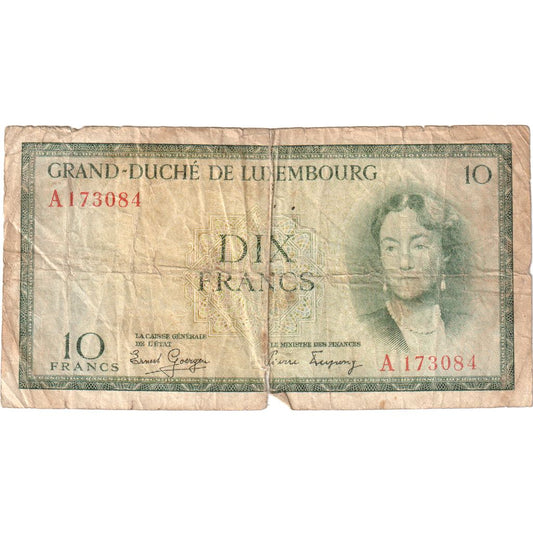 Luxemburgo, 
  
  10 francos, 
  
  FV(20-25)