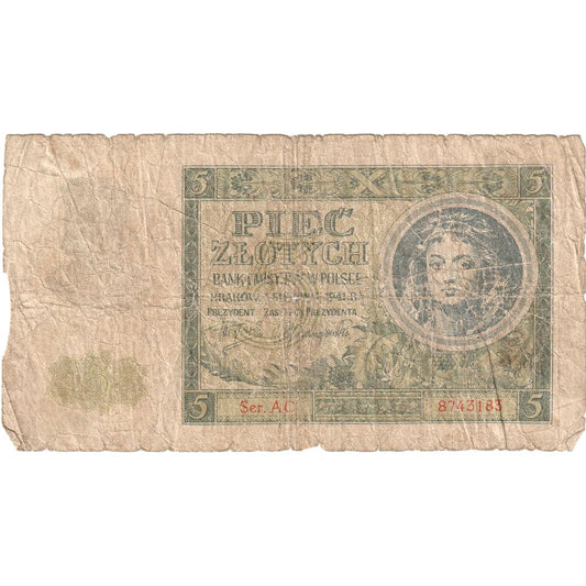 Polonia, 
  
  5 Zlotych, 
  
  1941-08-01