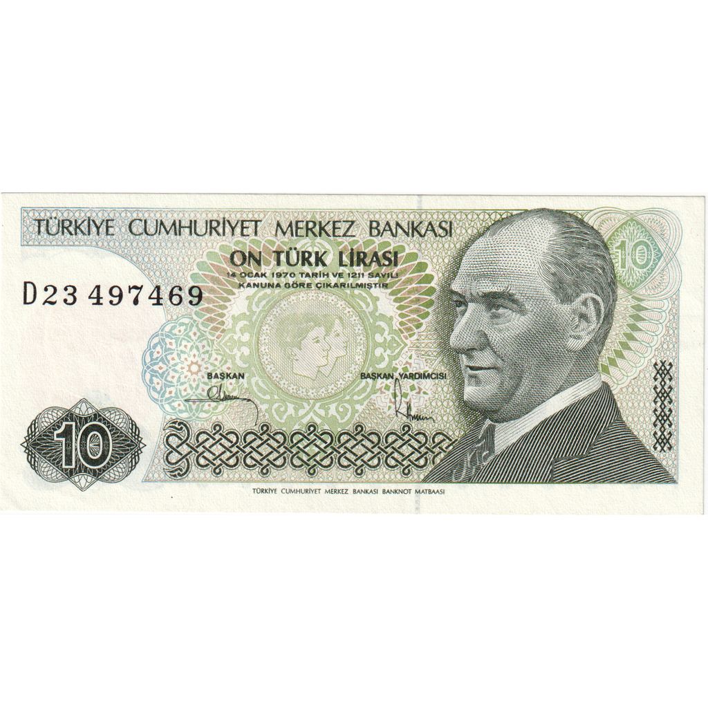 Turquía, 

10 liras, 

SIN Cálculo (65-70)