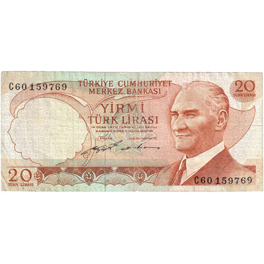 Turquía, 

20 liras, 

EF(40-45)