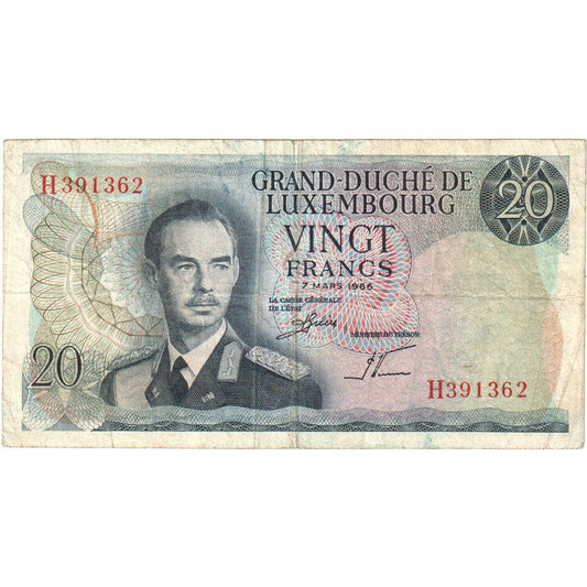 Luxemburgo, 
  
  20 francos, 
  
  1966-03-07