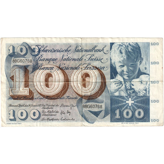 Suiza, 

100 francos, 

1965