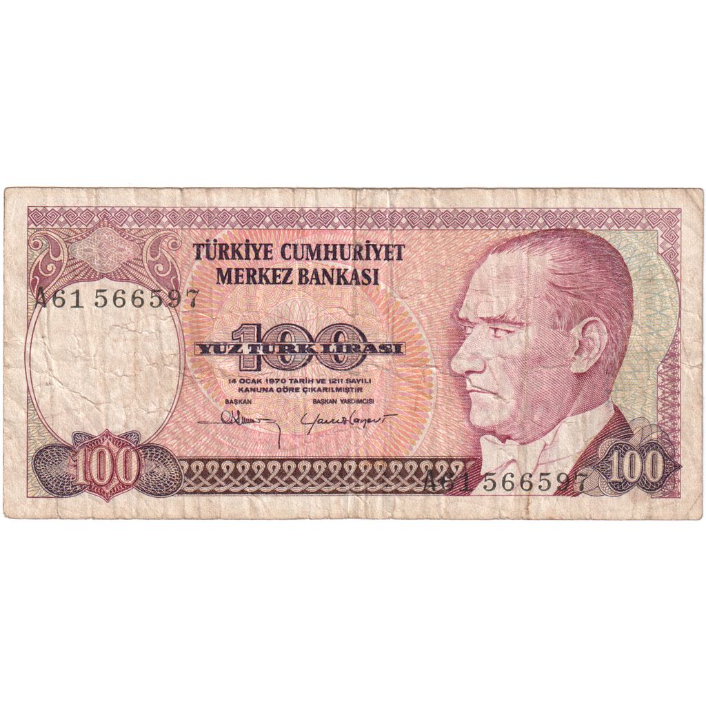 Turquía, 

100 liras, 

14/01/1970