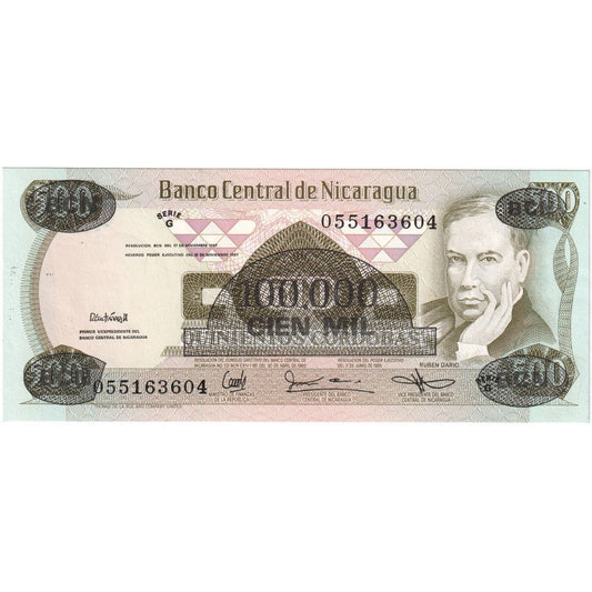 Nicaragua, 
  
  100, 
  
  000 córdobas en 500 córdobas