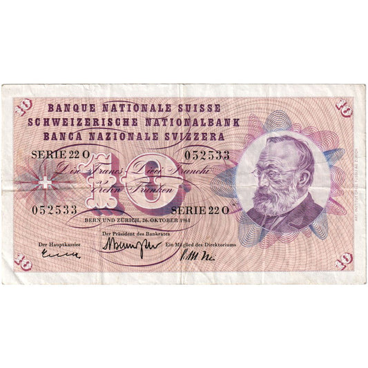 Suiza, 

10 Franken, 

1964-10-26