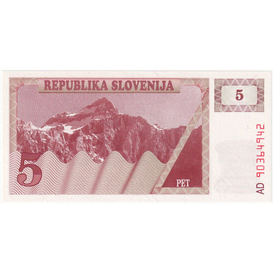 Eslovenia, 
  
  5 (Tolarjev), 
  
  UNC(65-70)