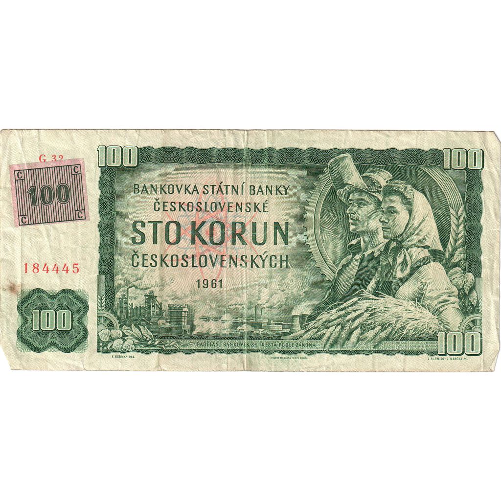 checoslovaquia, 
  
  100 coronas, 
  
  1961