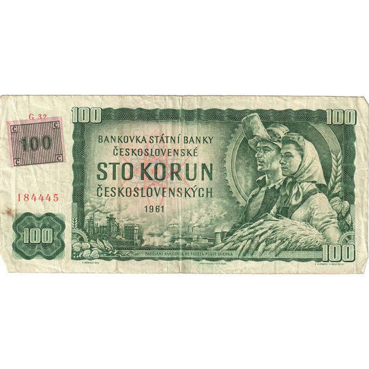 checoslovaquia, 
  
  100 coronas, 
  
  1961