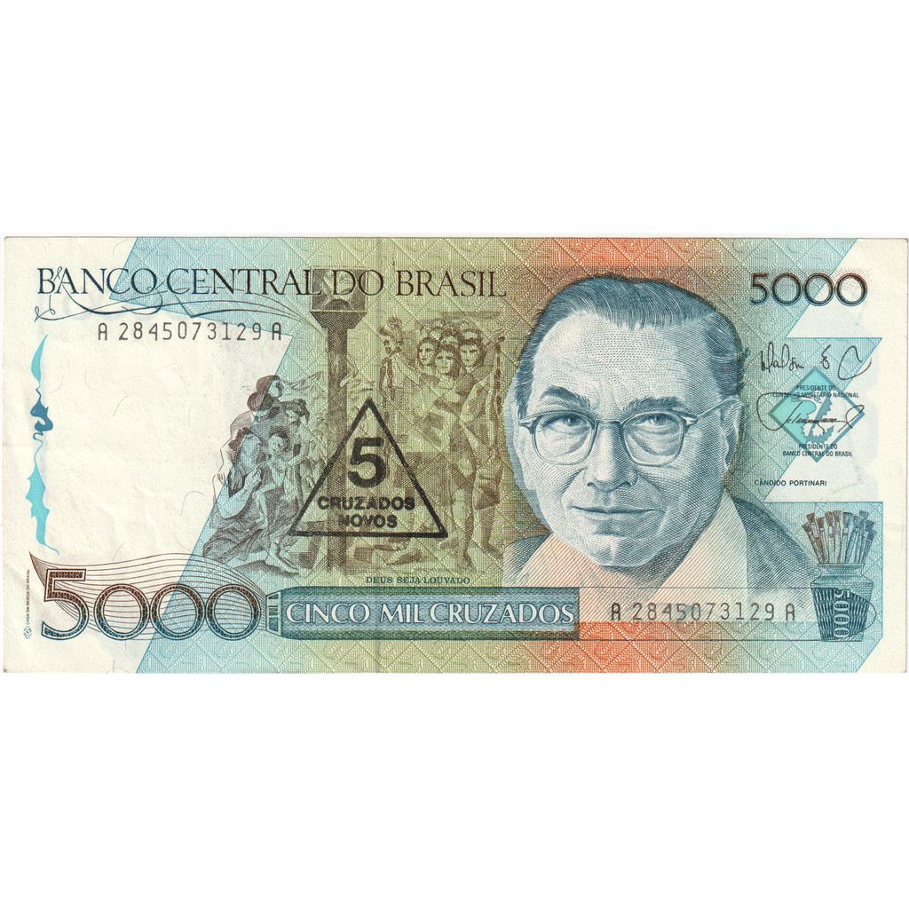 Brasil, 
  
  5 Cruzados Novos sobre 5000 Cruzados, 
  
  UA(55-58)