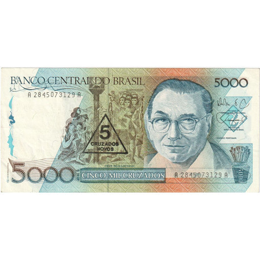 Brasil, 
  
  5 Cruzados Novos sobre 5000 Cruzados, 
  
  UA(55-58)