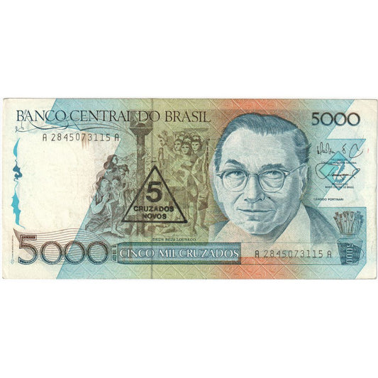 Brasil, 
  
  5 Cruzados Novos sobre 5000 Cruzados, 
  
  FE(40-45)