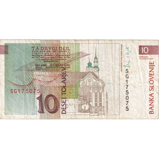 Eslovenia, 
  
  10 Tolarjev, 
  
  1992-01-15