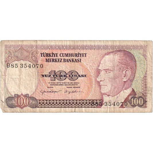 Turquía, 

100 liras, 

VF(20-25)