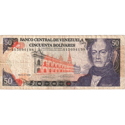 Venezuela, 
  
  50 bolívares, 
  
  1990-05-31