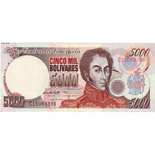 Venezuela, 
  
  5000 bolívares, 
  
  1997-06-16