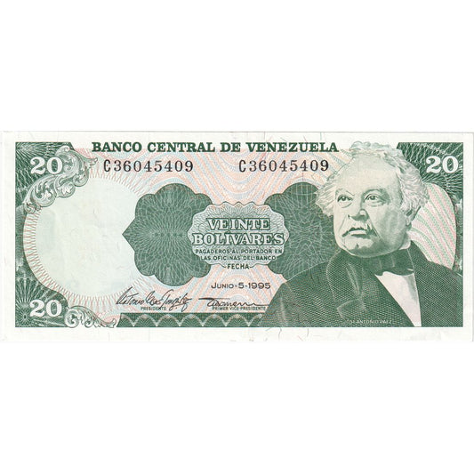 Venezuela, 
  
  20 bolívares, 
  
  1995-06-05