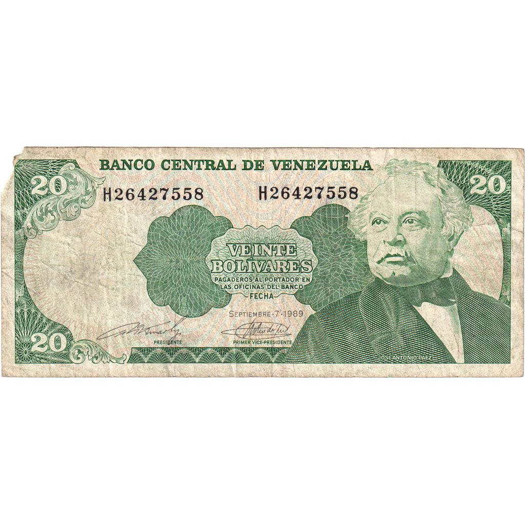 Venezuela, 
  
  20 bolívares, 
  
  1989-09-07