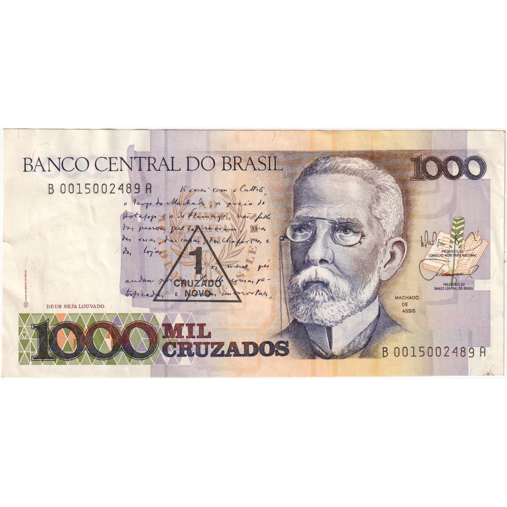 Brasil, 
  
  1 Cruzado Novo sobre 1000 Cruzados, 
  
  UA(55-58)
