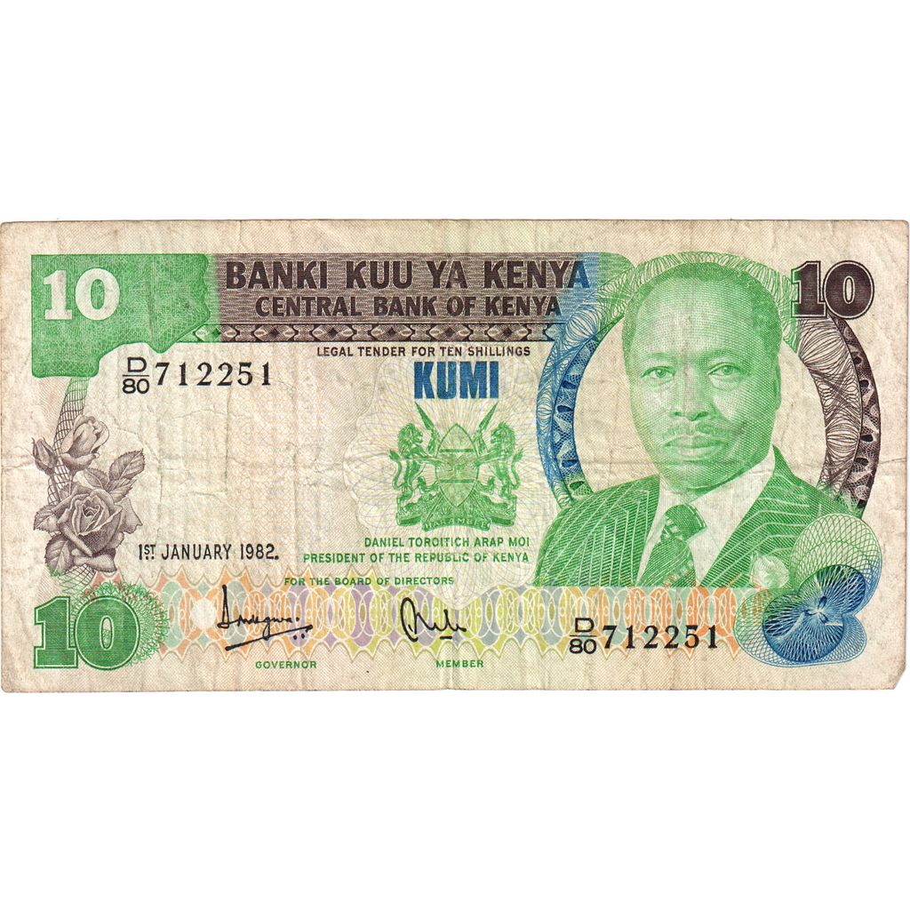 Kenia, 

10 chelines, 

1 de enero de 1982