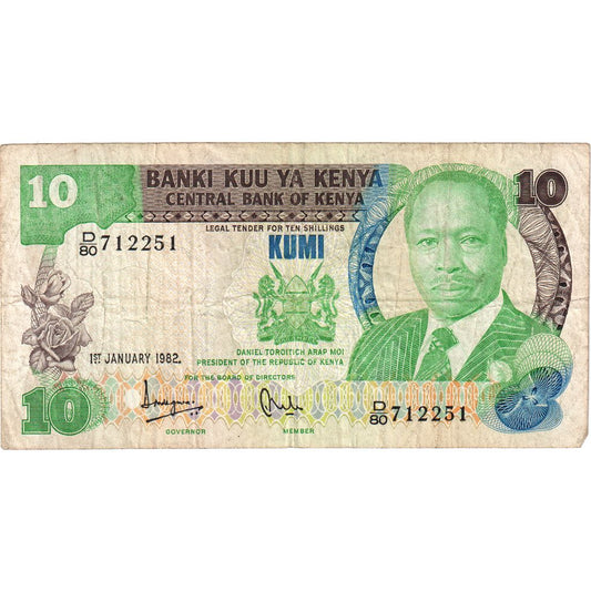 Kenia, 

10 chelines, 

1 de enero de 1982