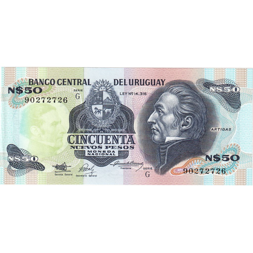 Uruguay, 
  
  50 nuevos pesos, 
  
  UNC(65-70)