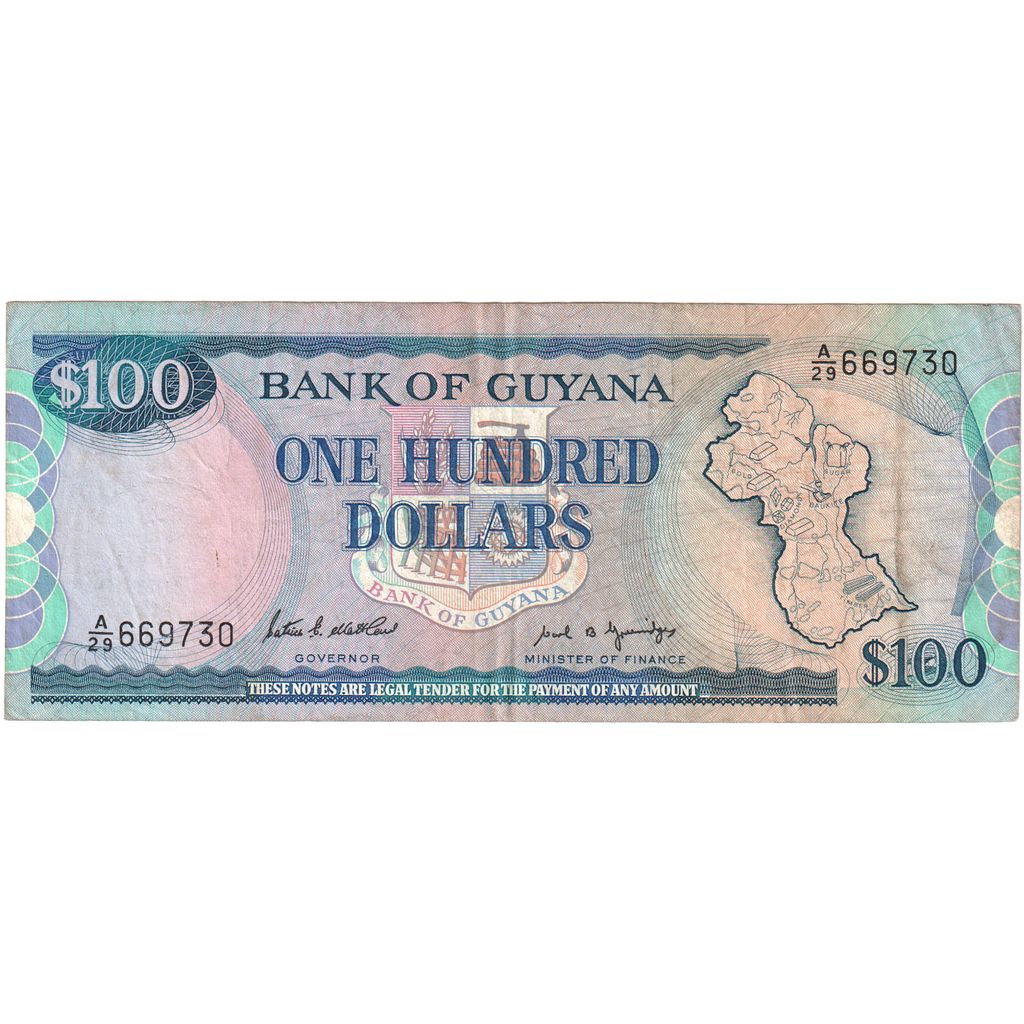 Guyana, 

100 dólares, 

EF(40-45)