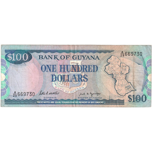 Guyana, 

100 dólares, 

EF(40-45)