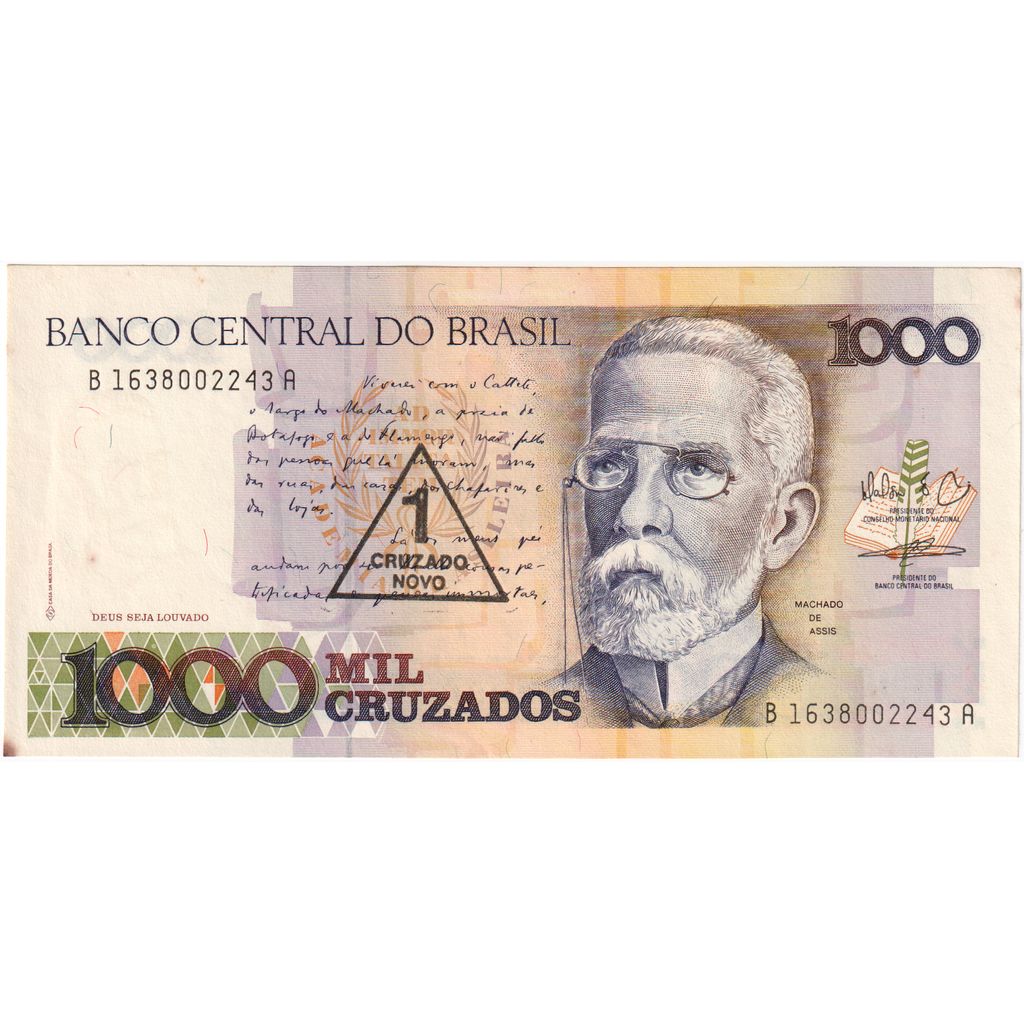 Brasil, 
  
  1 Cruzado Novo sobre 1000 Cruzados, 
  
  FE(40-45)