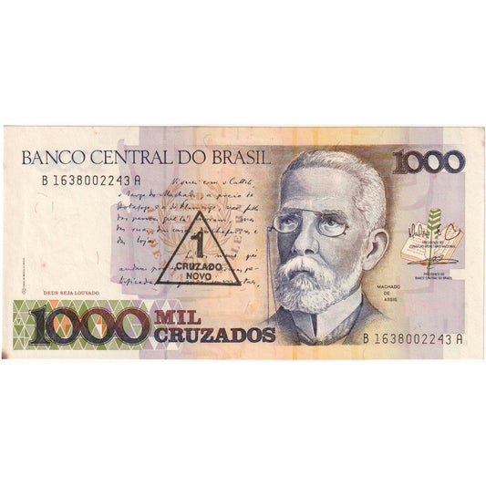 Brasil, 
  
  1 Cruzado Novo sobre 1000 Cruzados, 
  
  FE(40-45)