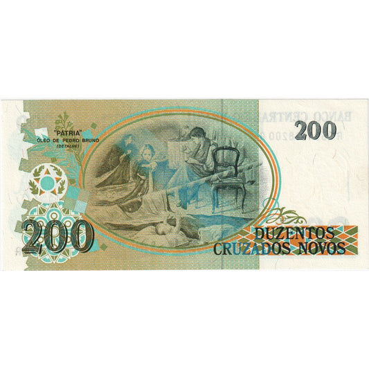 Brasil, 
  
  200 Cruzeiros sobre 200 Cruzados Novos, 
  
  UNC(65-70)