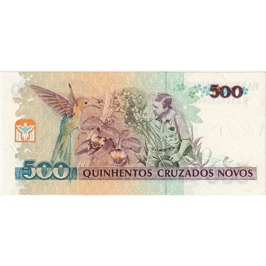 Brasil, 
  
  500 Cruzeiros sobre 500 Cruzados Novos, 
  
  UNC(63)